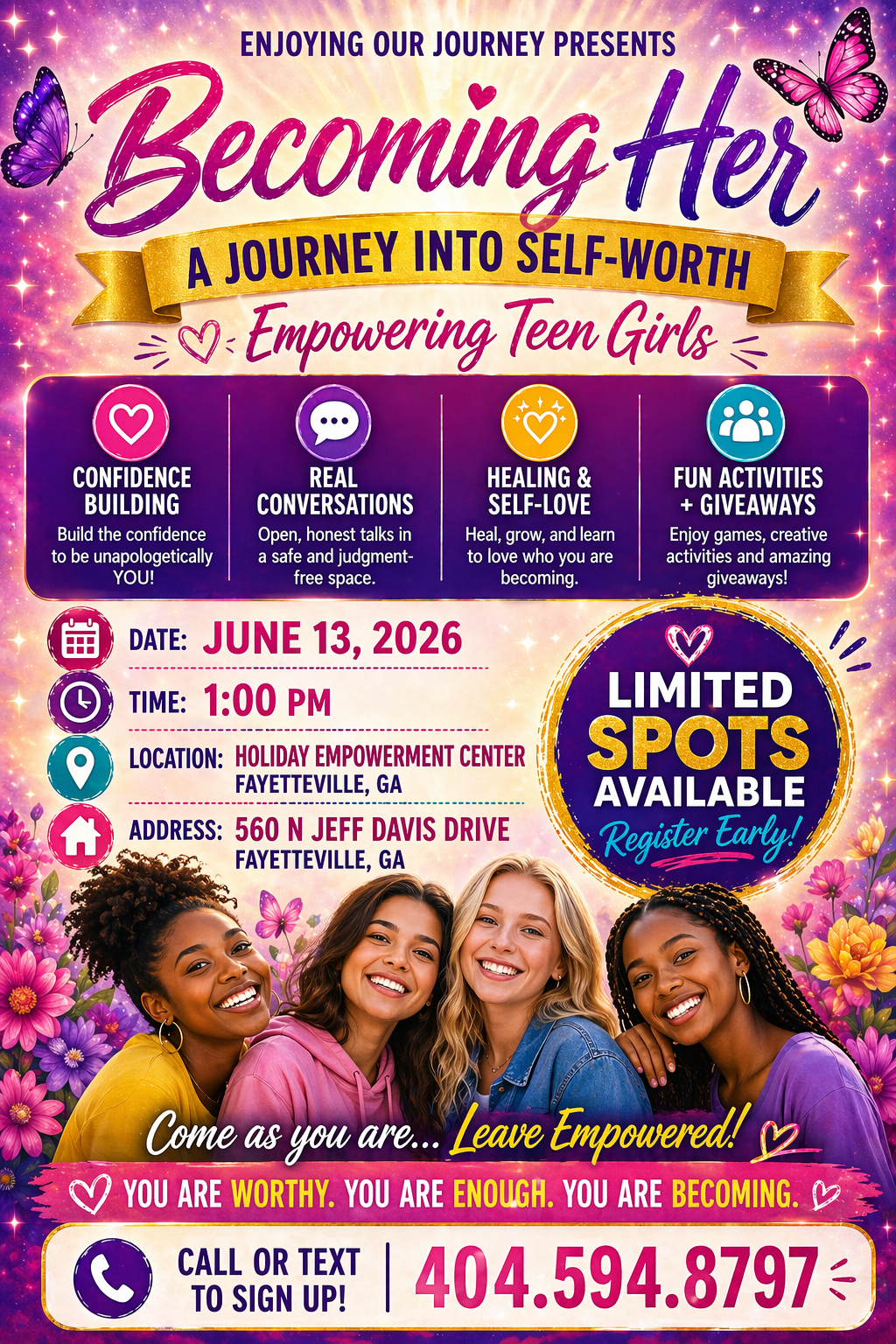 Becoming Her: A Journey Into Self-Worth — Event Flyer